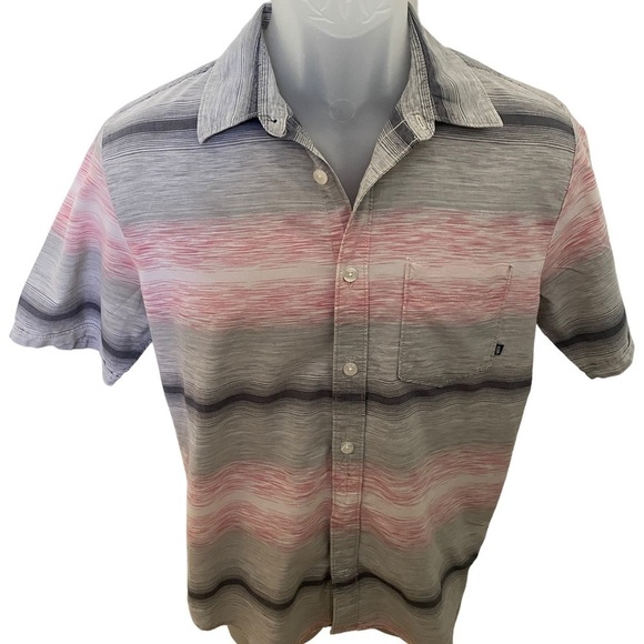 VANS Skate Gray & Pink Gradient Short Sleeve Collared Shirt Men S Small - Picture 1 of 9